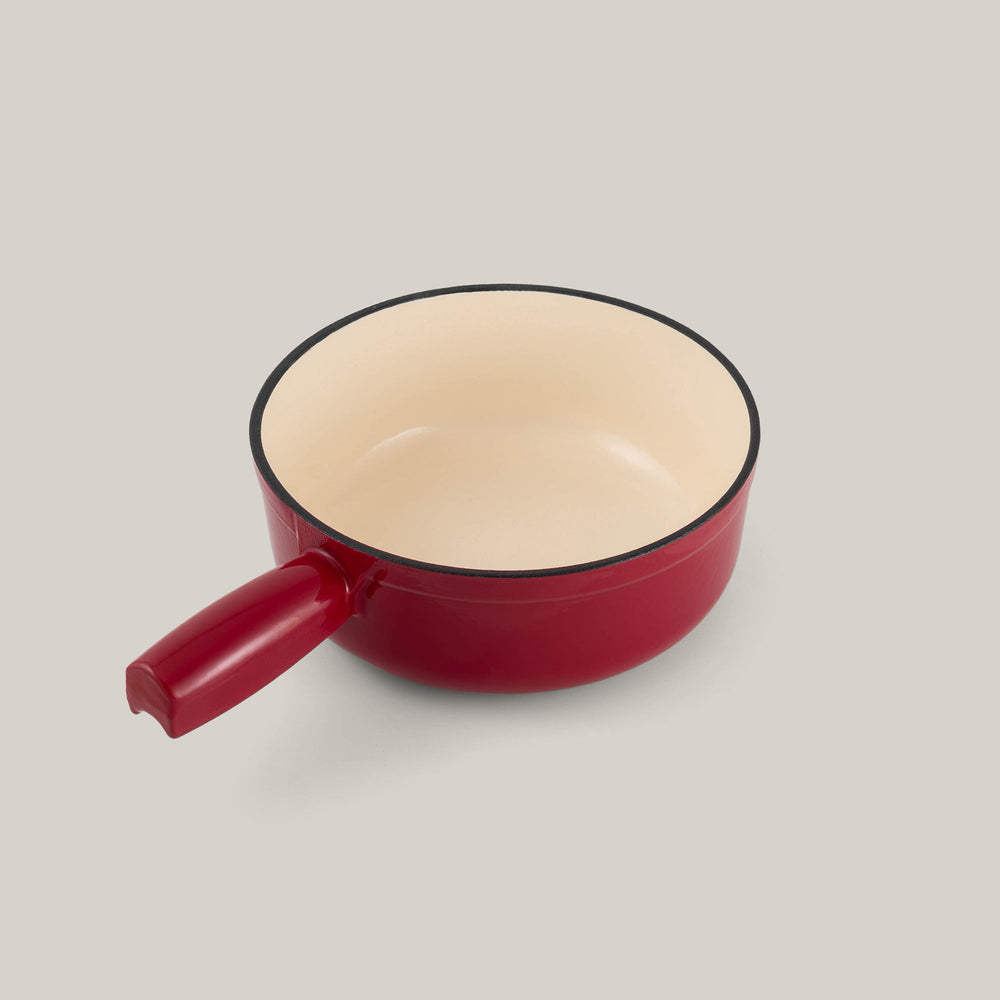 Lugano Red Cast Iron Cheese Fondue Pot - Small