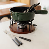 Swissmar Ticino 9 Piece Cast Iron Fondue 9 Piece Set 2 Quart Green