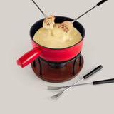 Swissmar Ticino 9 Piece Cast Iron Fondue 9 Piece Set 2 Quart Red