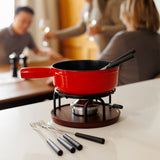 Swissmar Ticino 9 Piece Cast Iron Fondue 9 Piece Set 2 Quart Red
