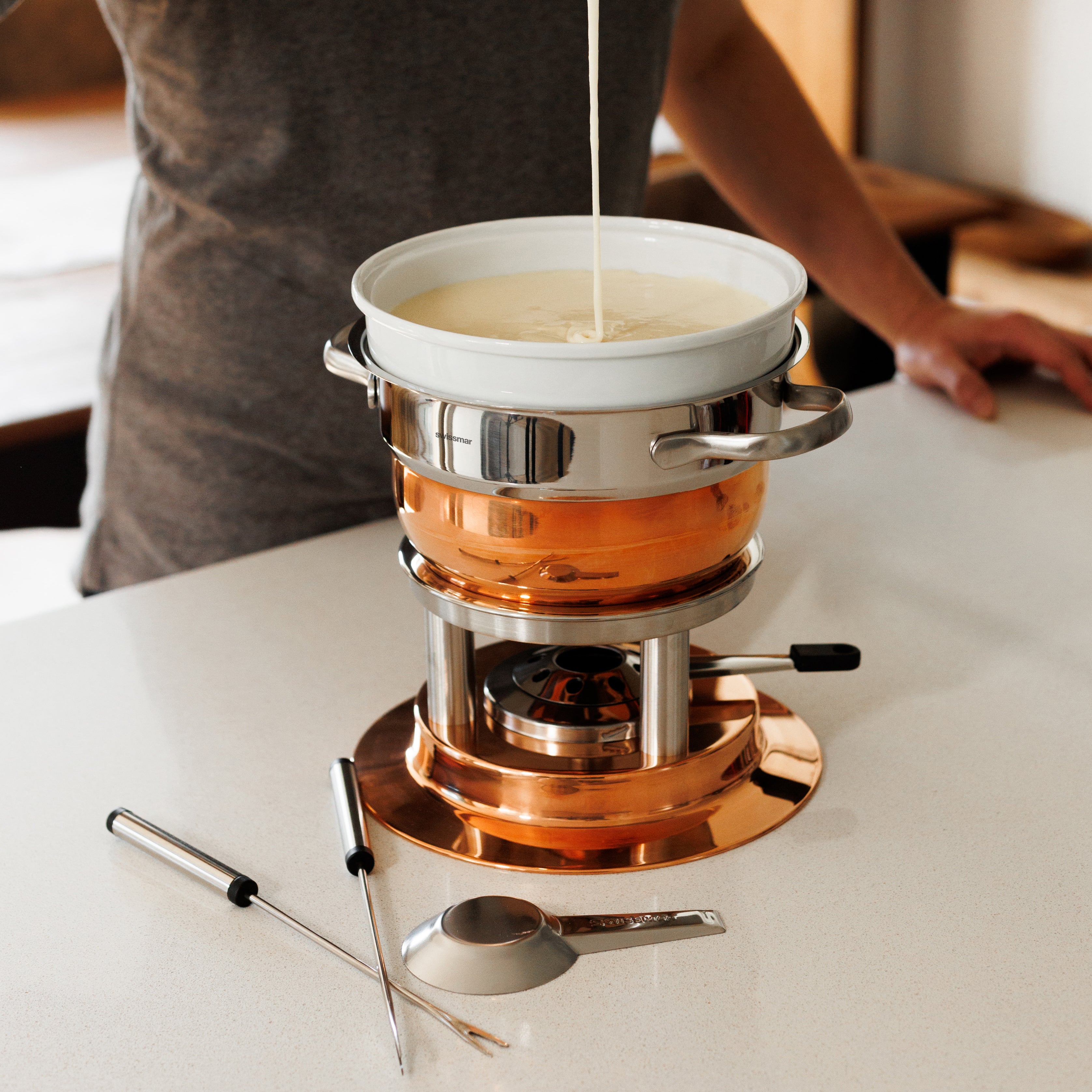 Madame Mo 3セット Lausanne 3-in-1 Copper Plated Fondue Set