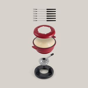 Lucerne Red 3-in-1 Cast Iron Fondue Set