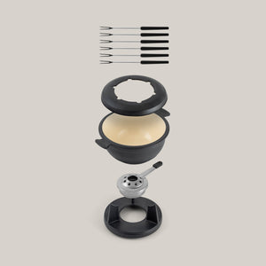 Lucerne Black 3-in-1 Cast Iron Fondue Set