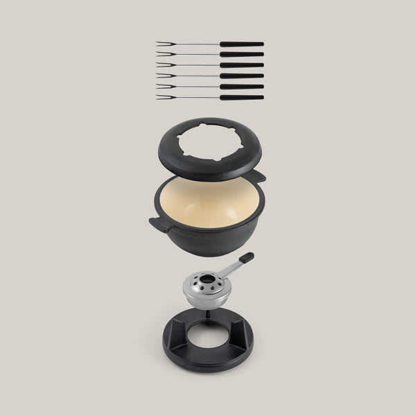 Lucerne Black 3-in-1 Cast Iron Fondue Set