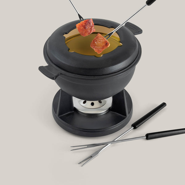 Lucerne Black 3-in-1 Cast Iron Fondue Set