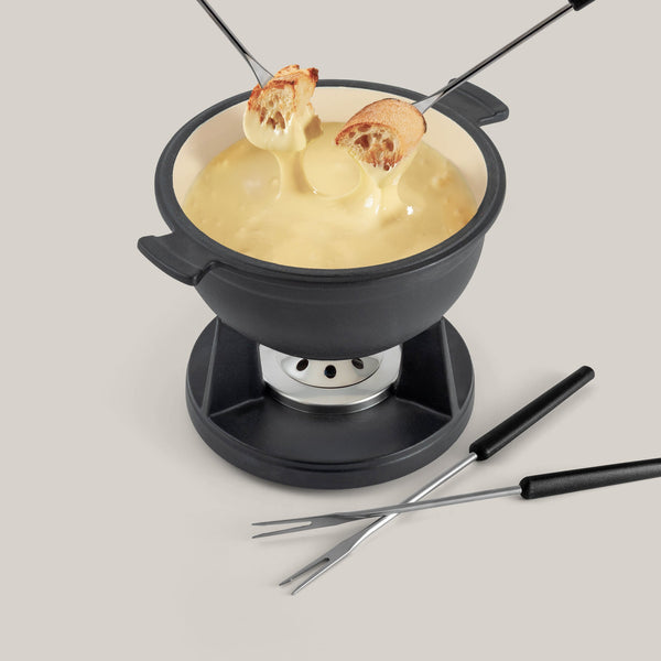 Lucerne Black 3-in-1 Cast Iron Fondue Set