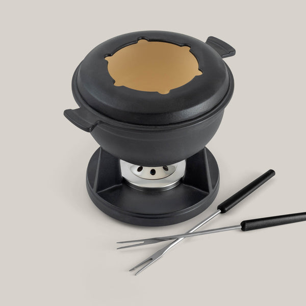 Lucerne Black 3-in-1 Cast Iron Fondue Set