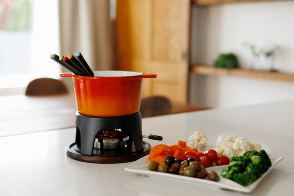 Sierra Orange 3-in-1 Cast Iron Fondue Set