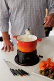 Sierra Orange 3-in-1 Cast Iron Fondue Set