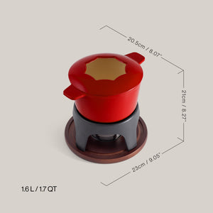 Sierra Cherry Red 3-in-1 Cast Iron Fondue Set