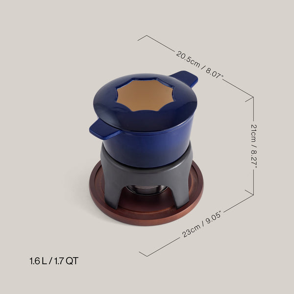 Sierra Blue 3-in-1 Cast Iron Fondue Set