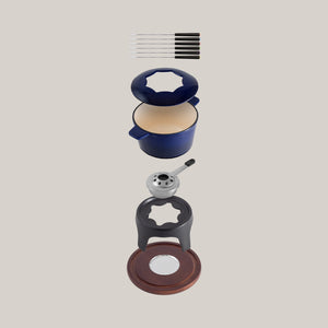 Sierra Blue 3-in-1 Cast Iron Fondue Set