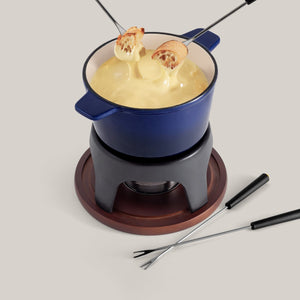 Sierra Blue 3-in-1 Cast Iron Fondue Set