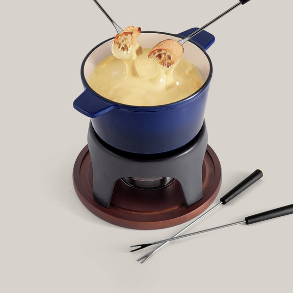 Sierra Blue 3-in-1 Cast Iron Fondue Set