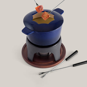 Sierra Blue 3-in-1 Cast Iron Fondue Set