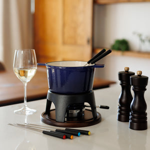 Sierra Blue 3-in-1 Cast Iron Fondue Set