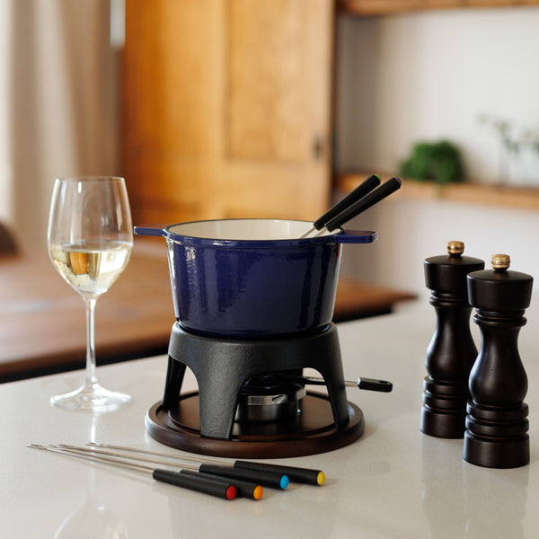 Sierra Blue 3-in-1 Cast Iron Fondue Set