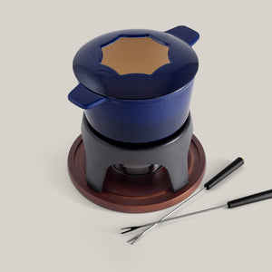 Sierra Blue 3-in-1 Cast Iron Fondue Set