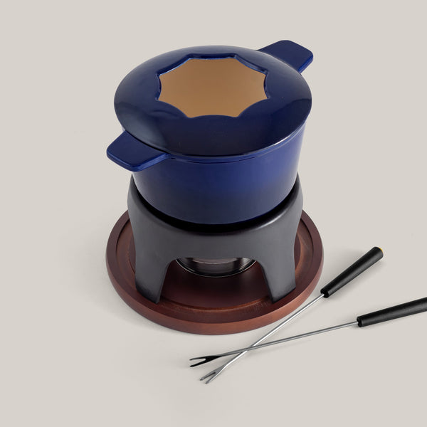 Sierra Blue 3-in-1 Cast Iron Fondue Set