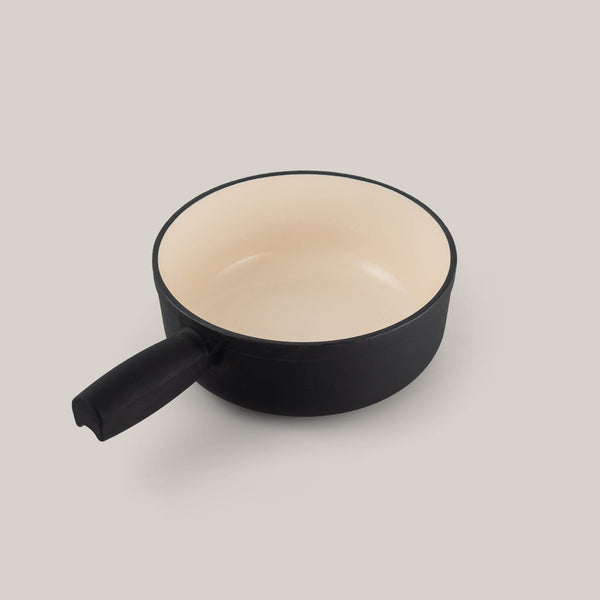 Lugano Matte Black Cast Iron Cheese Fondue Set