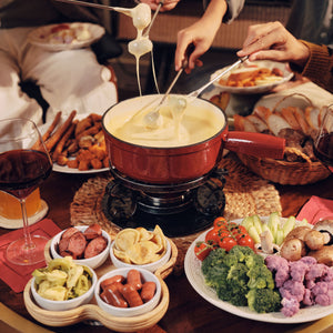 Lugano Cherry Red Cast Iron Cheese Fondue Set