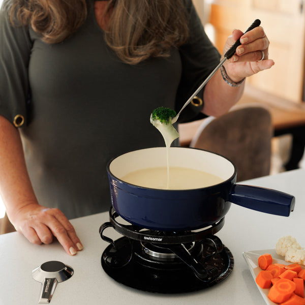 Lugano Blue Cast Iron Cheese Fondue Set