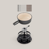 Lugano Metallic Black Cast Iron Cheese Fondue Set