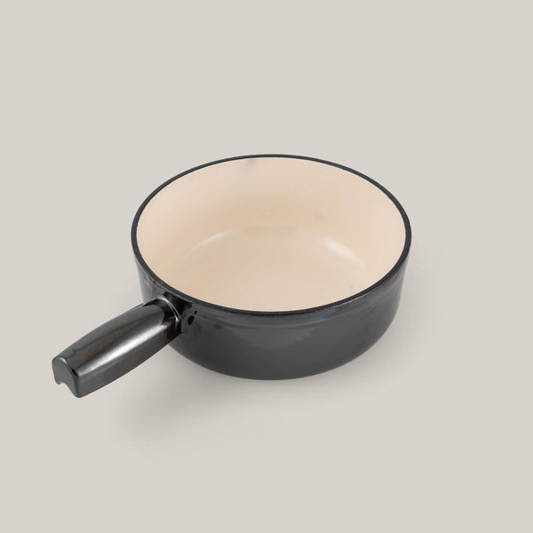 Lugano Metallic Black Cast Iron Cheese Fondue Set