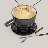 Lugano Metallic Black Cast Iron Cheese Fondue Set