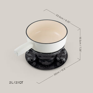 Lugano White Cast Iron Cheese Fondue Set