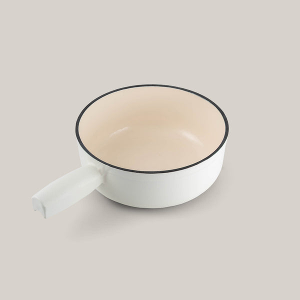 Lugano White Cast Iron Cheese Fondue Set
