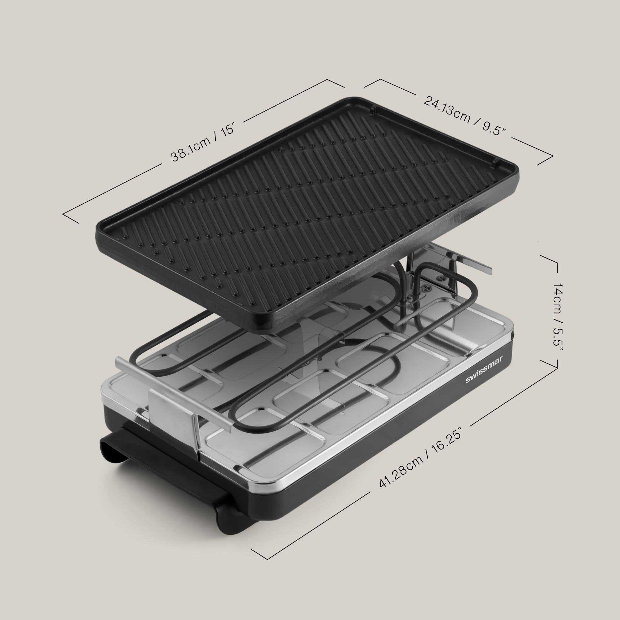 Swissmar Black Anthracite Raclette Party Grill with Reversible