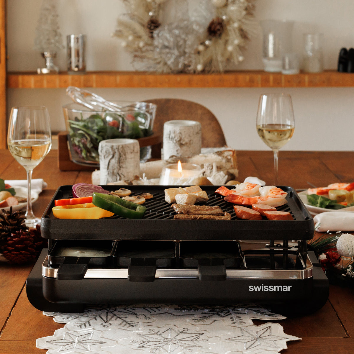 Swissmar Black Anthracite Raclette Party Grill with Reversible 