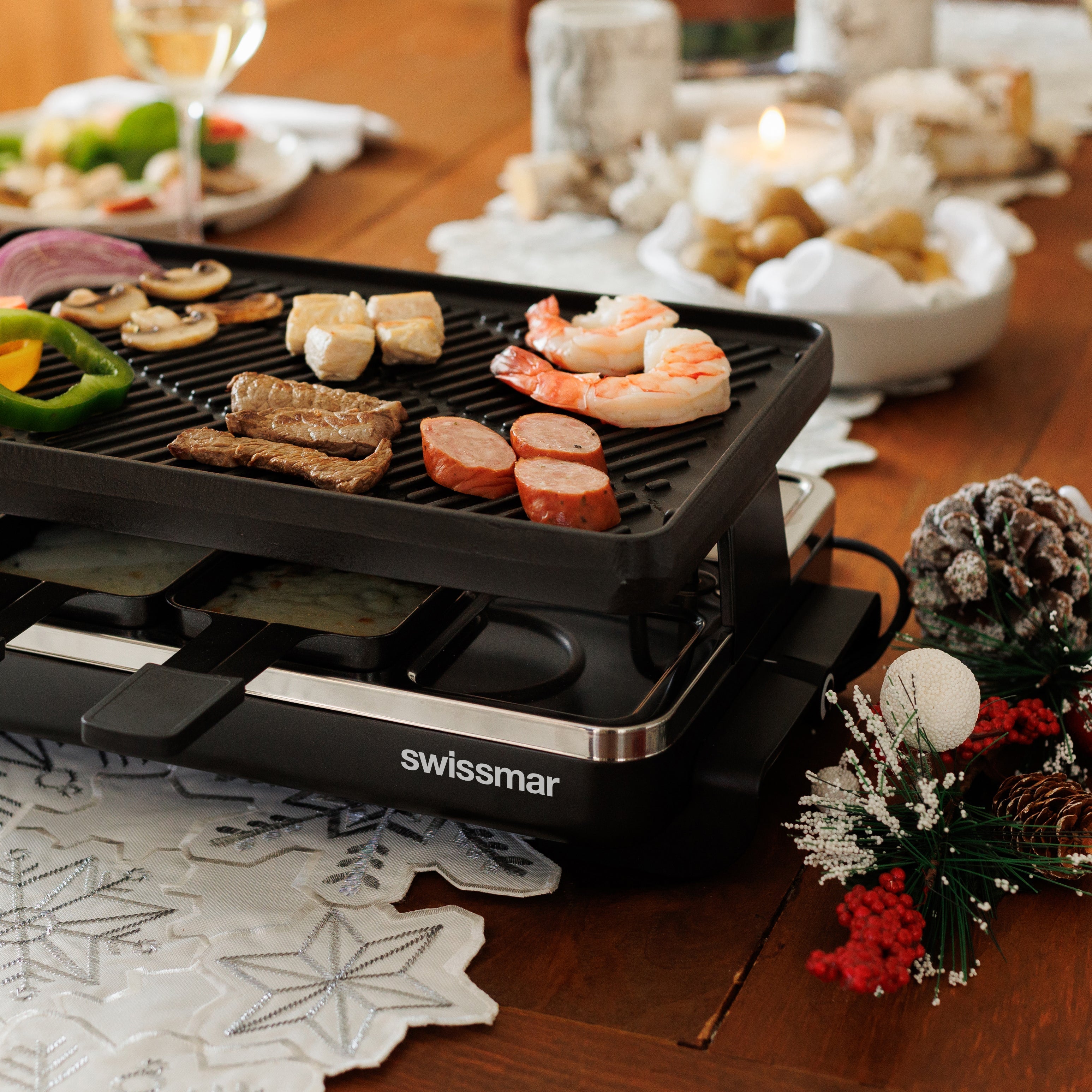 Swissmar Black Anthracite Raclette Party Grill with Reversible