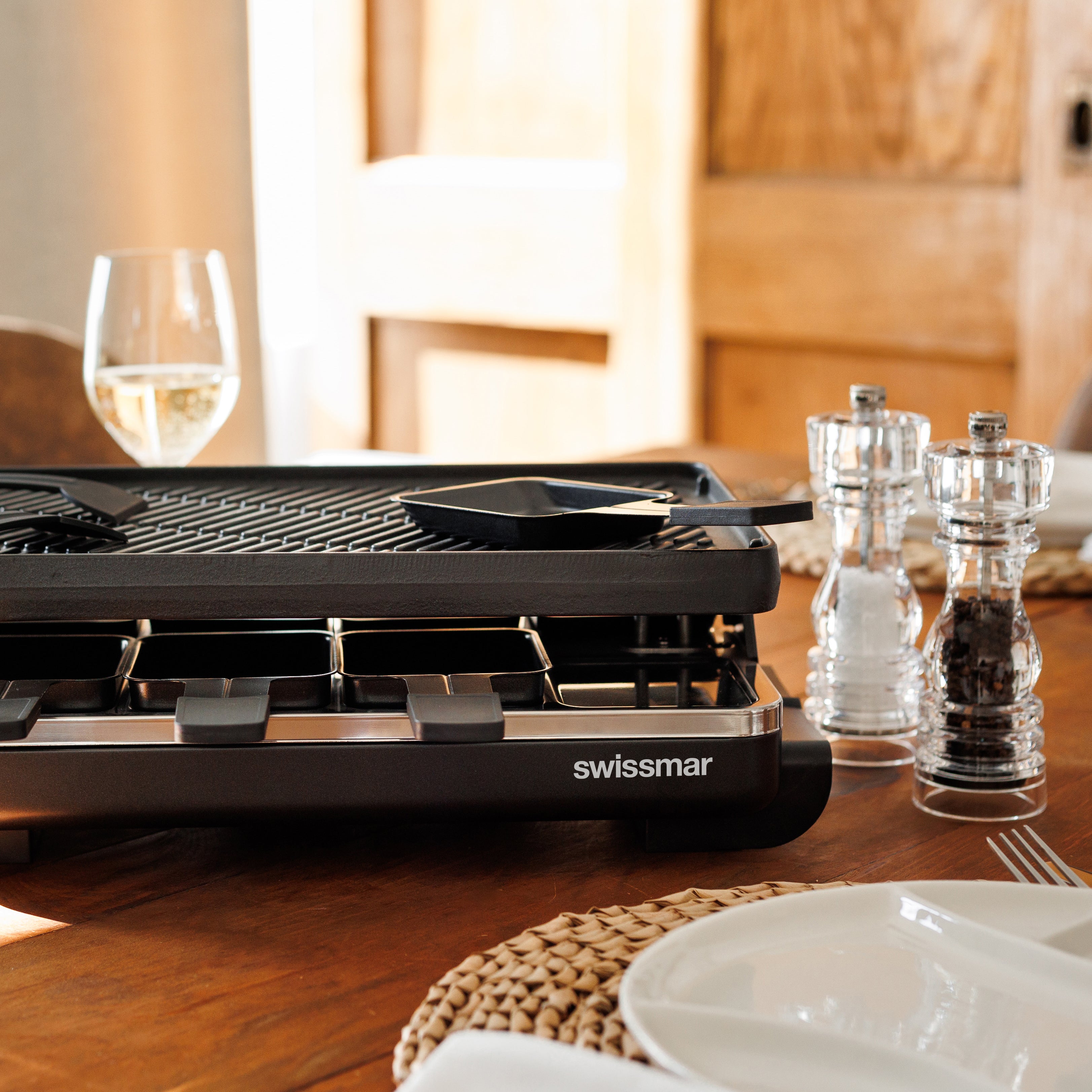 Swissmar Black Anthracite Raclette Party Grill with Reversible