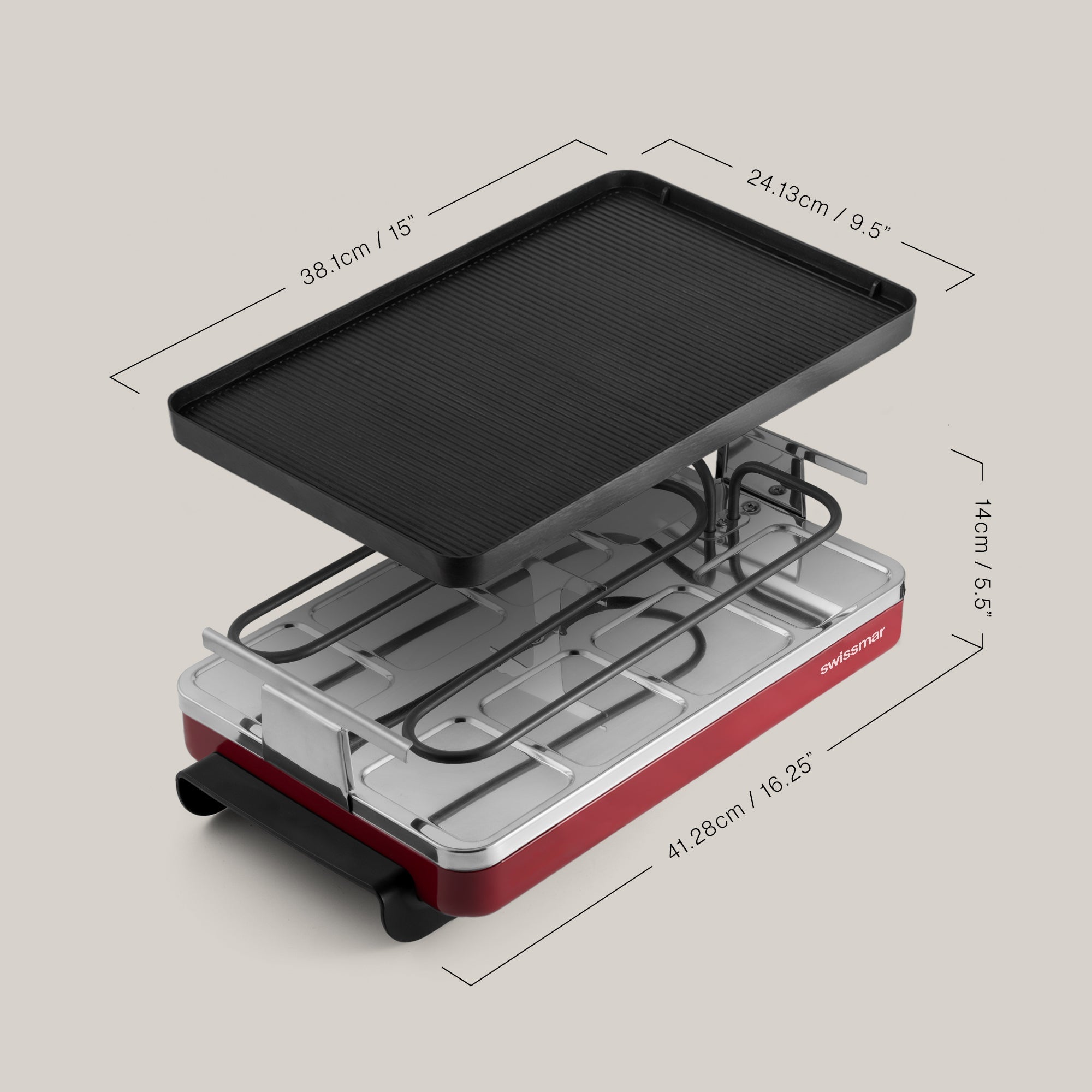 Raclette Grill | Aluminum Non-Stick | Classic Red | Swissmar