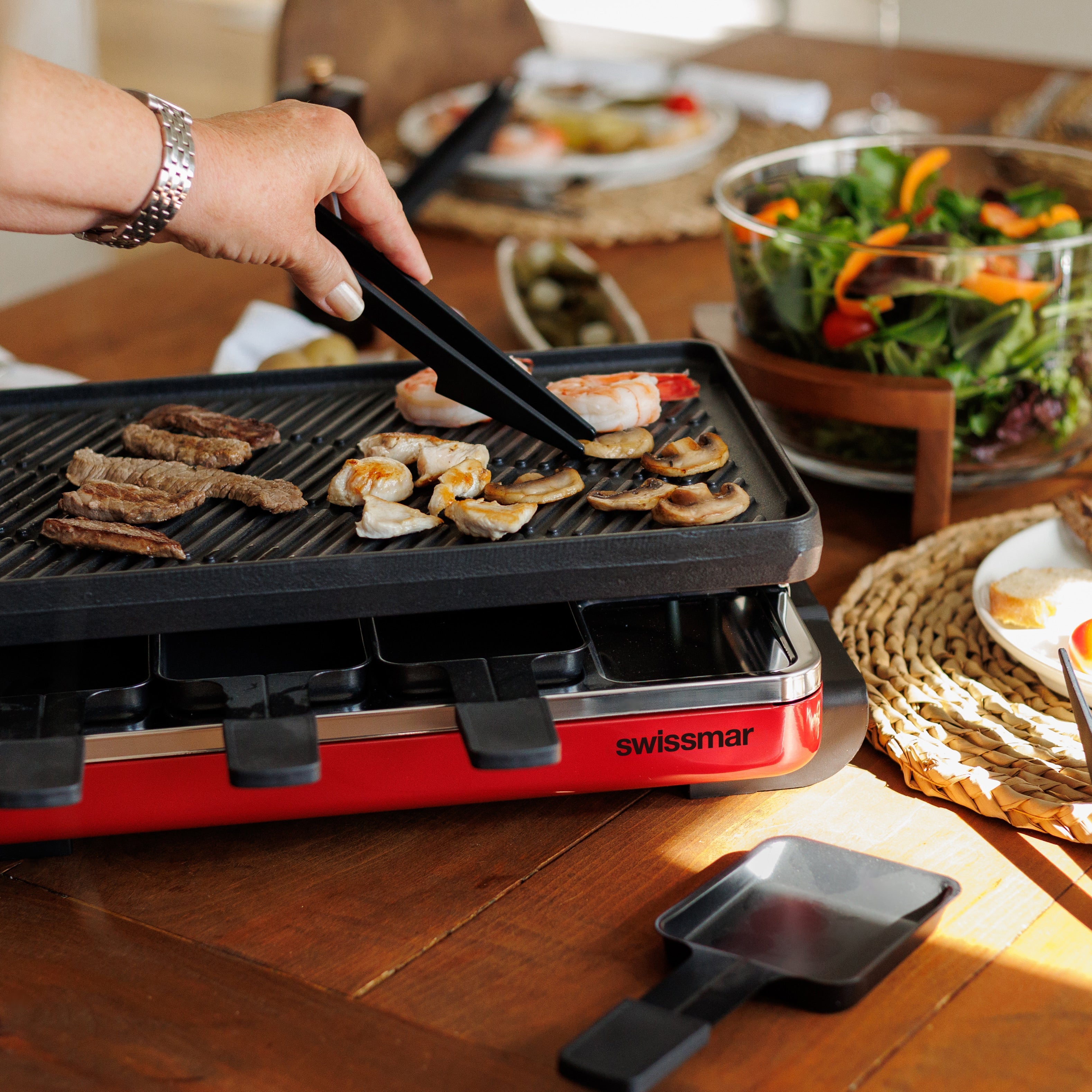 Classic Red Cast Iron Raclette Party Grill