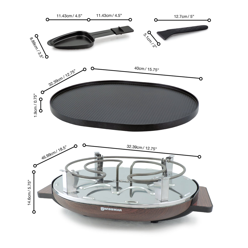 Raclette Grill | Aluminum Non-Stick Top | Matterhorn Wood | Swissmar