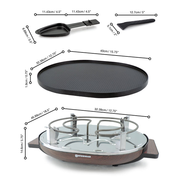 Raclette Grill | Aluminum Non-Stick Top | Matterhorn Wood | Swissmar