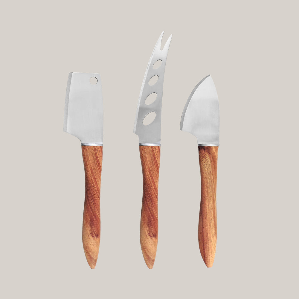 3-Piece Acacia Wood Handle Cheese Knife Set