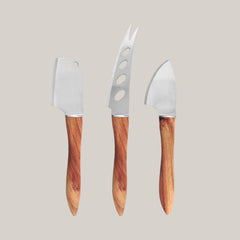 3-Piece Acacia Wood Handle Cheese Knife Set