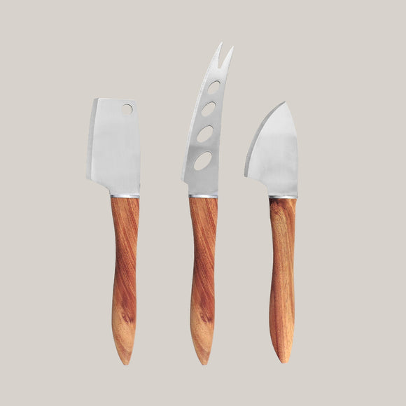 3-Piece Acacia Wood Handle Cheese Knife Set