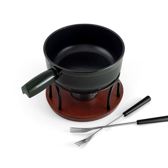 Swissmar Ticino 9 Piece Cast Iron Fondue 9 Piece Set 2 Quart Green