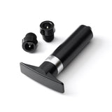 Swissmar Epivac Wine Saver Vacuum Pump in black product shot with two black rubber wine stoppers