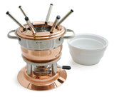 Swissmar Lausanne 11 Pc Copper Fondue Set product shot with ceramic insert off to the side