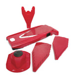 Borner V-Slicer product shot with inserts, safety holder and product holder red